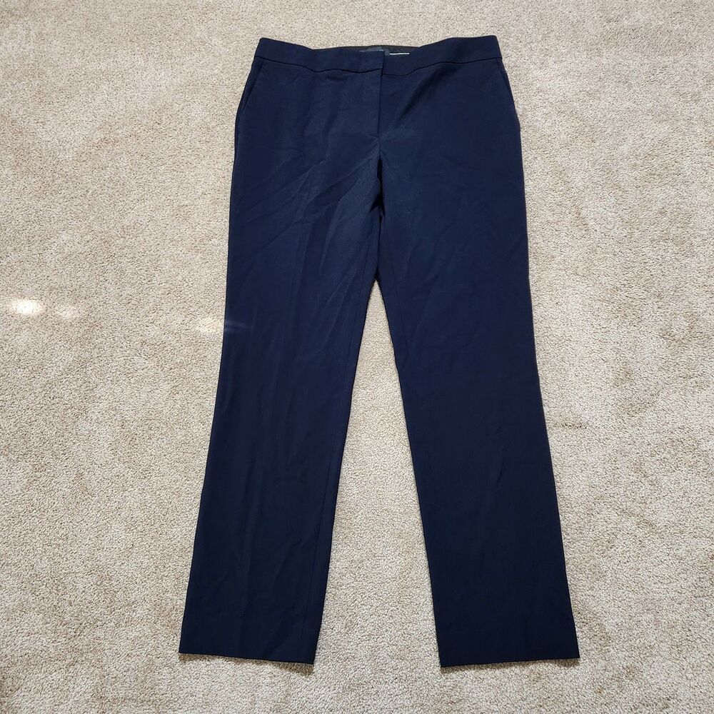 Ann Taylor Dress Pants Women 6 Navy Mid Rise Straight Ankle Seasonless Stretch